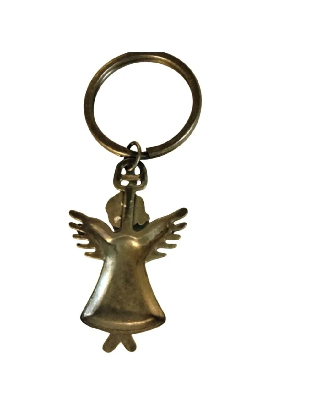 Angel Keychain Pewter Heart Charm Split Ring